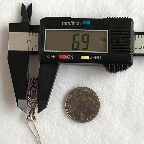 Sterling Silver 925 Scrollwork Oval Purple Cubic Zirconia Pendant Necklace 18" - Picture 14 of 16